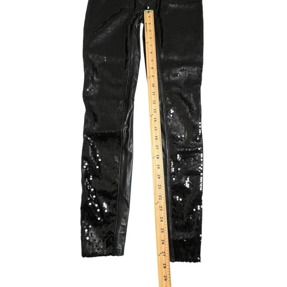 Spanx Womens Small Black Faux Leather Sequin‎ Front High Rise Leggings